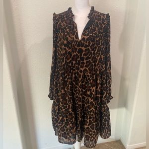 J. Crew leopard print chiffon dress. Excellent condition. Never worn, NWOT.